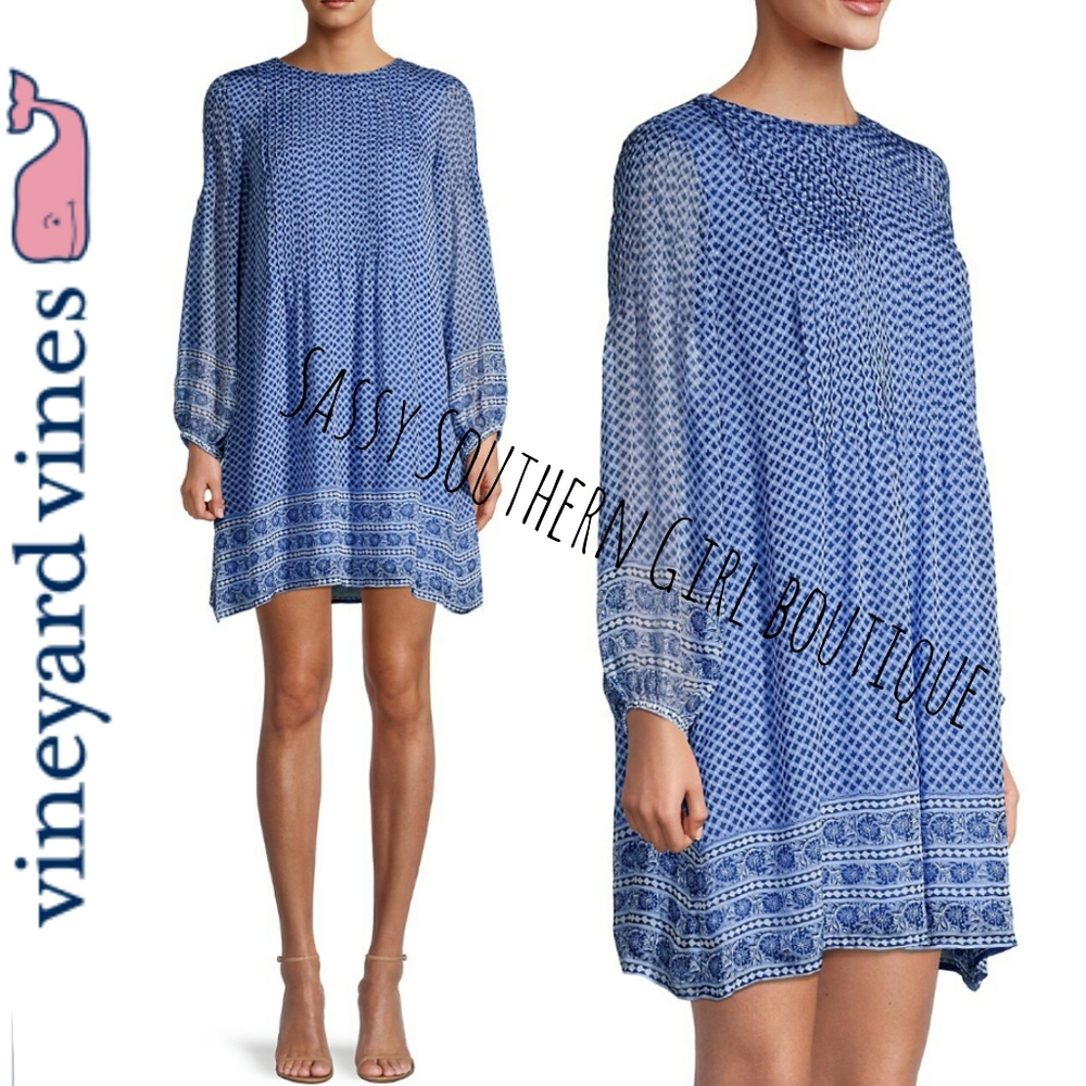 🆕⭐ Vineyard Vines blue silk swing dress